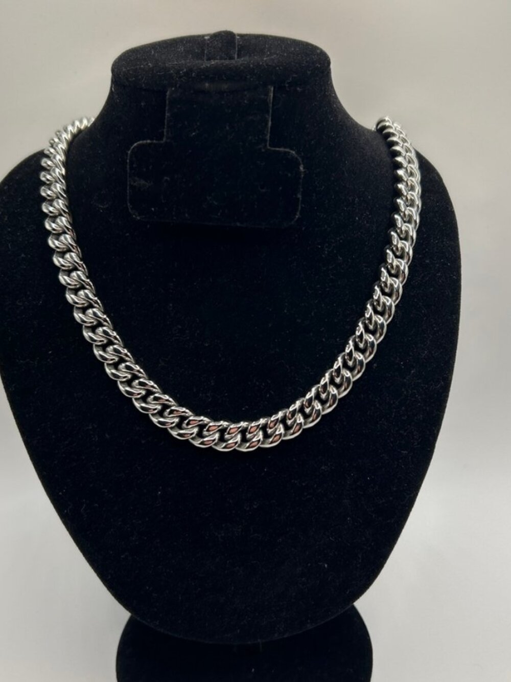 Mens Real Silver Cuban Chain Stainless Steel Plated 10mm 20 Inch Solid Durable